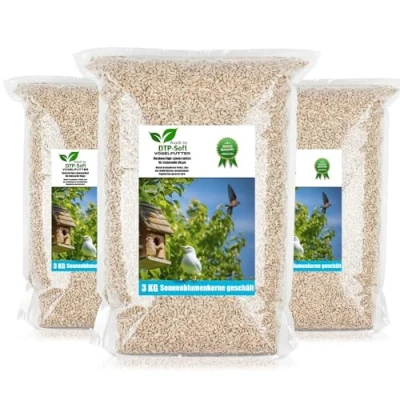 Afbeelding van 3 x kg zonnebloempitten, geschild, strooivoer, vogelvoer, vogels, wilde zonnebloemen in doypack (9 kg)