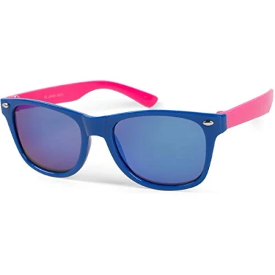 Afbeelding van styleBREAKER Kids Nerd Zonnebril met kunststof montuur en polycarbonaat lenzen, klassiek retrodesign 09020056, kleur:brilmontuur blauw roze/glas gespiegeld