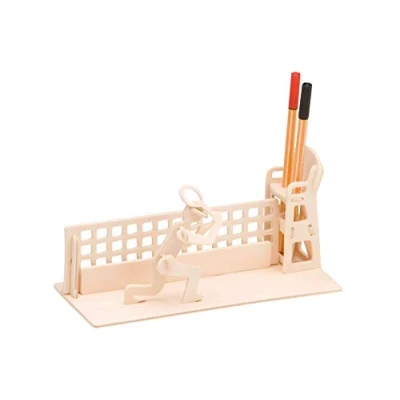 Afbeelding van Pebaro 840/2 houten bouwset, tafelstandaard, pennenhouder tennis, 3D puzzel, modelbouwset, knutselen met hout, knutselset, voorgesneden plaat, breken, in elkaar steken, klaar,