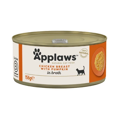 Afbeelding van 6x156g in Bouillon Kip &amp; Pompoen Applaws Kattenvoer
