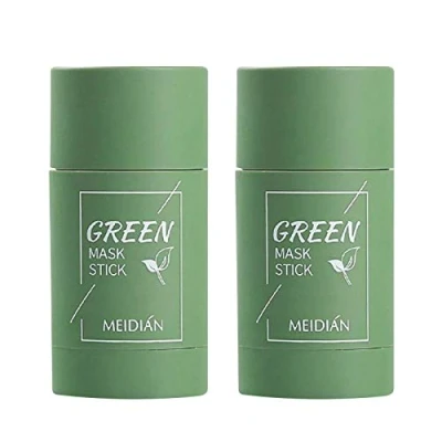 Afbeelding van 2 stuks groene thee purifying Clay stick masker oliecontrole gezichtsmasker, diep reinigend anti acne fijn solide tea, aubergines mee eterverwijderaar gezichtsmasker poriën krimpen (2 x groen.)