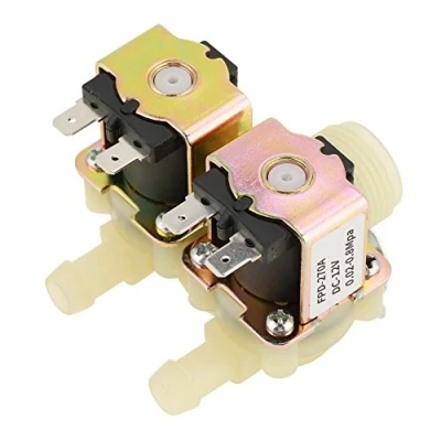 Afbeelding van DN20 G3 / 4 magneetventiel DC 12 V, dubbele kop waterinlaat voor wasmachine normaal gesloten