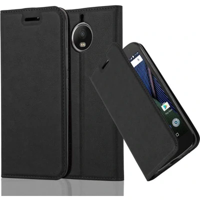 Afbeelding van Cadorabo Hoesje geschikt voor Motorola MOTO G5S PLUS in ZWARTE NACHT Beschermhoes Case magnetische sluiting Cover