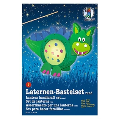 Afbeelding van Ursus 18700001 lantaarns knutselset, dino, ca. 21,8 x 21 10,3 cm, diameter inclusief sjabloon met knutselhandleiding, om zelf vorm te geven, ideaal voor de volgende lantaarnloop