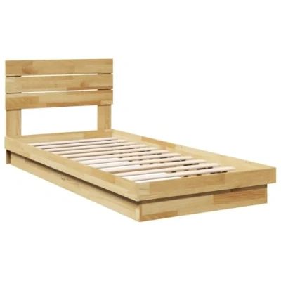 Afbeelding van vidaXL Bedframe hoofdeinde zonder matras 75x190 cm massief hout eiken