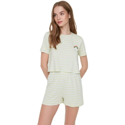 Afbeelding van Trendyol Mint Gestreepte Trui Gebreide Pyjamaset