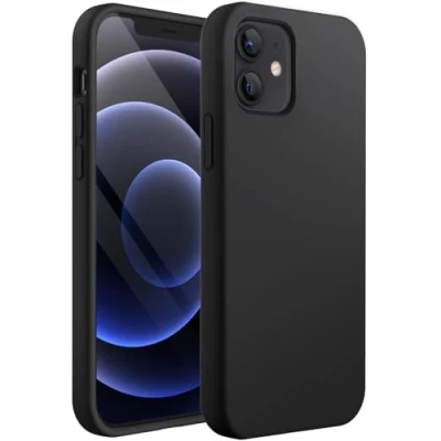 Afbeelding van JETech Siliconen Case voor iPhone 12 mini 5,4 Inch, Zijdezacht Zacht Raak aan Volledige Lichaam Beschermend Hoesje, Schokbestendige met Microvezel Voering (Zwart)