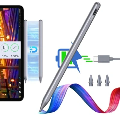 Afbeelding van ESR Stylus Pen voor iPad, magnetisch draadloos opladen iPad potlood, digitaal potlood Pro met kantelgevoeligheid en palmafwijzing 12.9/11, Air 5/4 mini 6, donkerzilver