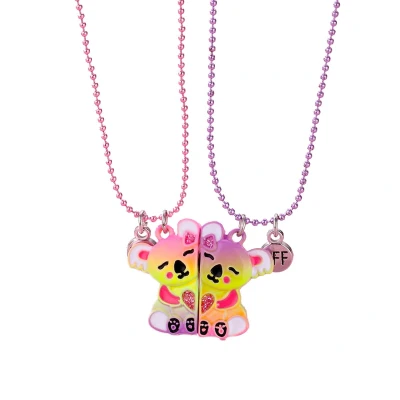 Afbeelding van Bixorp Friends Vriendschapsketting voor 2 met Panda&#039;s Roze &amp; Paars Magnetisch Glitters BFF Cadeau