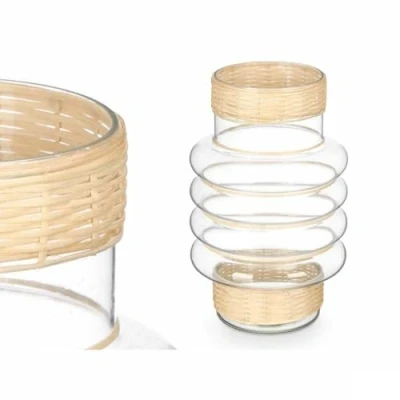 Afbeelding van Kaarshouder GiftDecor SG 29853 Transparant Natuurlijk Glas Rotan 18 x 30 cm (6 Stuks)