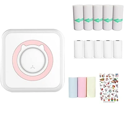Afbeelding van WANGCL Mini Printer Draagbare Pocket Inktloze Fotoprinter met 13 Rollen Printerpapier voor Draadloze IOS/Android Smartphone (Roze)