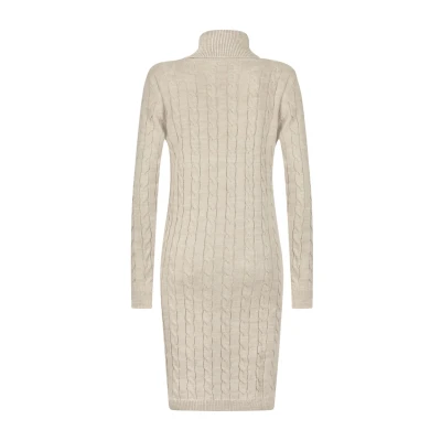 Afbeelding van Felix Hardy Cable Turtleneck Etuijurk, Dames, Maat: Large, Beige