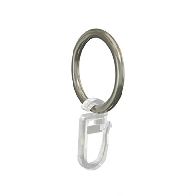 Afbeelding van Flairdeco Gordijnringen/ringen met vouwhaken, metaal, mat chroom, 32/25 mm, 24 stuks