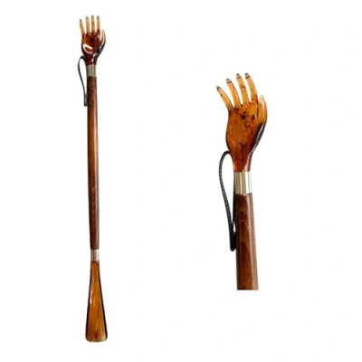 Afbeelding van DELFA Sieraad schoenlepel 57 cm, met krabhand en schacht van bruin hout, bruin, 56