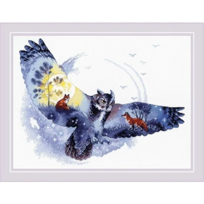 Afbeelding van RIOLIS Counted Cross Stitch Kit 15,75 inch X11,75 In The Night Forest (14 Count) R1954