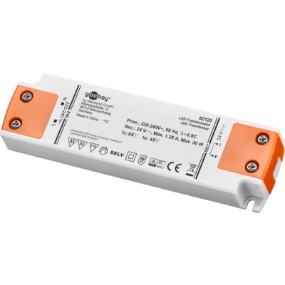 Afbeelding van Goobay LED transformator 24 V/30 W dimbaar, V gelijkstroom (DC) voor LED&#039;s tot 30 totale belasting