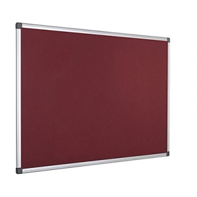 Afbeelding van Bi Office Maya Viltplaat met aluminium frame, prikbord glad vilten oppervlak, bordeaux, 60 x 45 cm