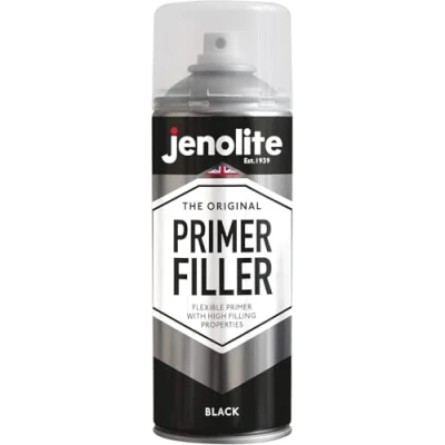Afbeelding van JENOLITE Primervuller Spuitbusverf ZWART Flexibele primer met hoge vuleigenschappen Vult kleine deuken en krassen voor een gladde afwerking 400 ml