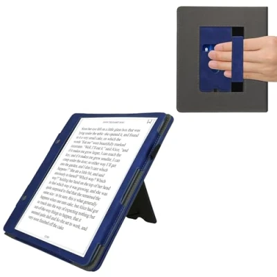 Afbeelding van kwmobile E reader hoesje geschikt voor Amazon Kindle Scribe (2022/2024) hoes flip case van kunstleer Ereader cover met stand In donkerblauw