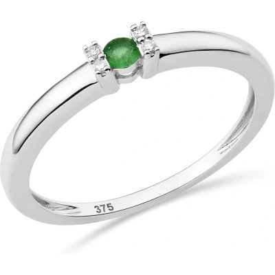 Afbeelding van Miore Ring Dames Natuurlijke Groene Smaragd, Diamanten 9 Karaat Kleur Witgoud