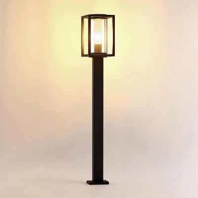 Afbeelding van Lucande Tuinpad verlichting 1licht Aluminium, glas H: 100 cm E27 grafietgrijs (RAL 840 M)