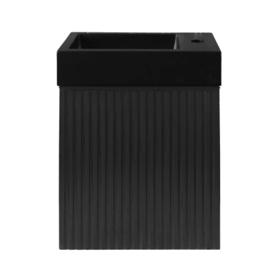 Afbeelding van Fonteinkast BWS Sona Met Verticaal Reliëf Soft close Mat Zwart