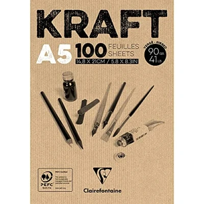 Afbeelding van Bloc collé Kraft brun A5 100F 90g 96544C