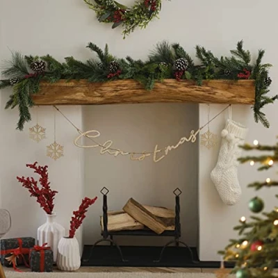 Afbeelding van Ginger Ray Kunstgebladerte kerstbessen &amp; dennenappel, open haard, slinger, decoratie, 1,8 meter, RUS 160