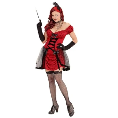 Afbeelding van Widmann Jaren 20 Danseressen Kostuum Cabaret Meisje Vrouw Rood Medium Carnavalskleding Verkleedkleding