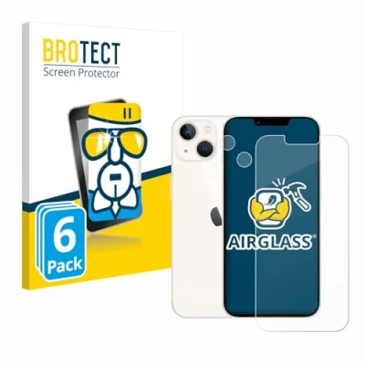 Afbeelding van BROTECT Screenprotector voor Apple iPhone 13 (Voor+Camera) Folie Beschermfolie Beschermglas transparant (6 Stuks)