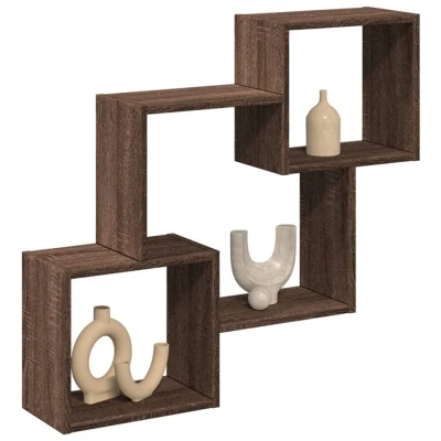 Afbeelding van Wandkast 78x18x71 cm bewerkt hout bruin eikenkleur