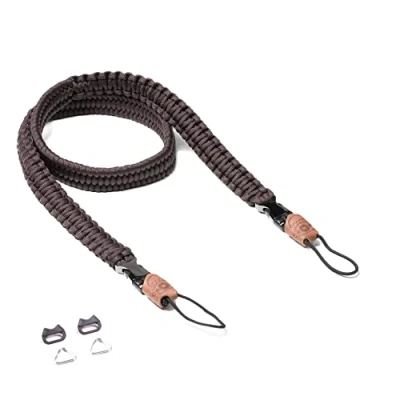 Afbeelding van C Rope Camerariem The Traveler handgevlochten paracord, schouderriem met snelsluiting, bruin (dark coffee), 100 cm