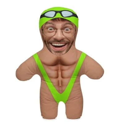 Afbeelding van Gepersonaliseerd fotocadeau kussen met vulling; Body je eigen gezichtsfoto bedrukt; 45 cm hoog; Verjaardagscadeau Vaderdag Moederdag Kinderdag; Motief worstelen [091]