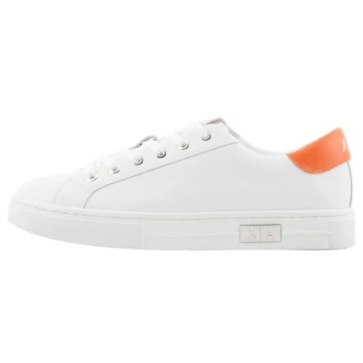 Afbeelding van Armani Exchange Dames Mina Cup Sole, Back tab met metalen logo detail Op de zijkant, Op. Wit + Oranje, 39,5 EU, 39.5 EU