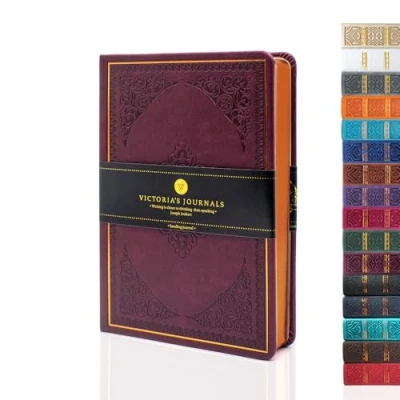 Afbeelding van VICTORIA&#039;S JOURNALS Kunstleer vintage dagboek harde kaft gevoerd notitieboek oud uitziend reisdagboek (Bourgondië, B6)