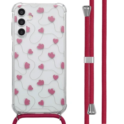 Afbeelding van imoshion Hoesje Geschikt voor Samsung Galaxy A15 (5G) Design met Koord Dusty Rose Connected Hearts
