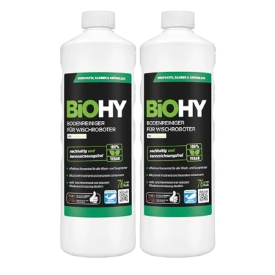Afbeelding van BiOHY Vloerreiniger voor dweilrobots (2 x 1l Fles) Concentreer alle veeg &amp; zuigrobots met natte functie duurzaam ecologisch (Wischroboter)
