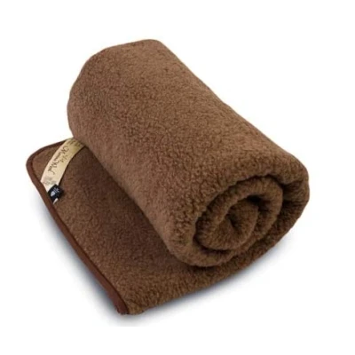 Afbeelding van Merino Wool schapenwollen deken/knuffeldeken, 100% merinowol, schapenwol, 250 x 200 cm, deken balnket bruin