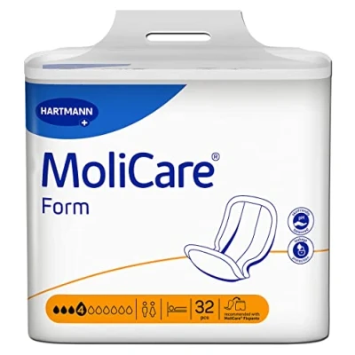 Afbeelding van MoliCare Form 4 drops, voor lichte incontinentie: goede betrouwbaarheid, extra bescherming tegen lekken en discretie vrouwen mannen, 4x32 stuks