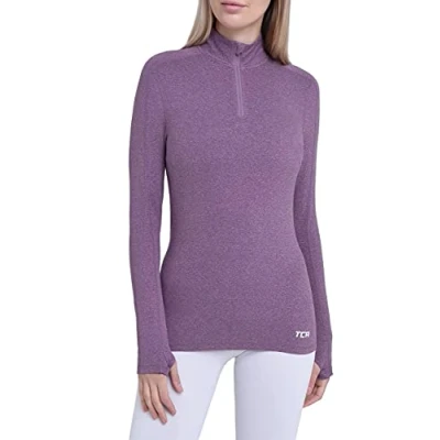 Afbeelding van Fusion Top met Lange Mouwen en Halve Rits voor Dames Purper