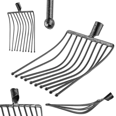 Afbeelding van KADAX Aardappelvork zonder steel, raapvork van robuust staal, steenvork, aardappelvork, draadvork, spatvork, hooivork, grafvork (zwart 10 tanden)