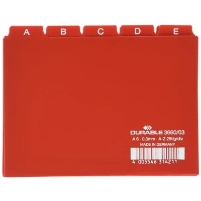 Afbeelding van Durable Tabkaarten plastic A6 A/Z rood