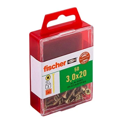 Afbeelding van fischer Power Fast FPF SZ 3,0 x 20 YZF 50 B spaanplaatschroeven met verzonken kop en volledige schroefdraad voor het bevestigen van dunne onderdelen in houtmaterialen stuks art.nr. 653923