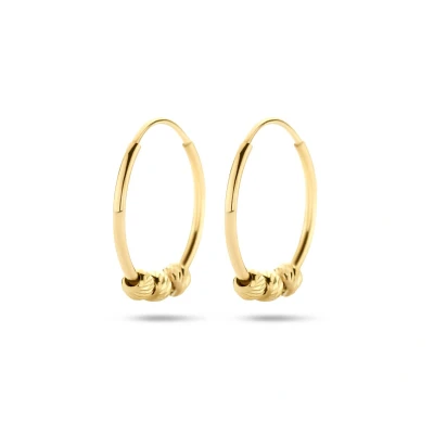 Afbeelding van Trendjuwelier huiscollectie Creolen Bolletjes Geelgoud Glanzend