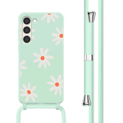 Afbeelding van Samsung Galaxy S23 Hoesje Siliconen en TPU (zacht) imoshion Softcase/Koordhoesje/Backcover Green Flower Distance Telefoonhoesje
