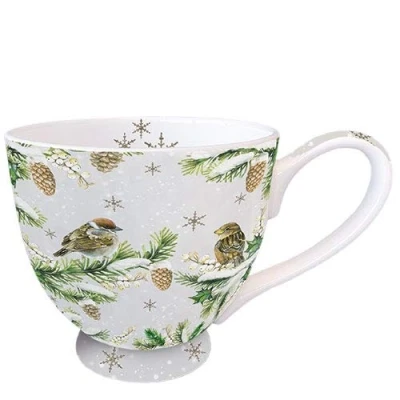Afbeelding van Ambiente Fine Bone China Kerst Mok 0.45 L Mussen in Sneeuw