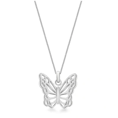 Afbeelding van Tuscany Silver Ketting met hanger sterling zilver gesneden vlinder 46cm, Glas Voor Dames