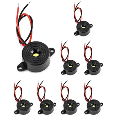 Afbeelding van QWORK 8 stuks elektronische zoemer, 3 24 V actieve zoemer 87 dB, zoemeralarm piëzo, kabellengte 100 mm