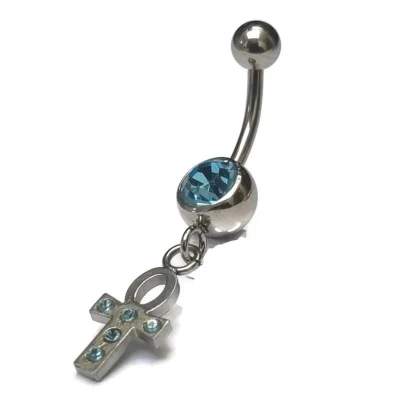 Afbeelding van Stalen Navelpiercing Met Hanger Egyptisch kruisje