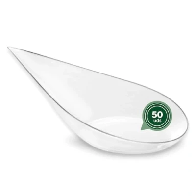 Afbeelding van Maxi Products Cateringlepel, 50 stuks, traanlepel, transparant, 10,1 x 5 cm, recyclebare kunststof lepel, speciaal voor catering, evenementen, deksel, proeverij, voedseltrucks CATERING